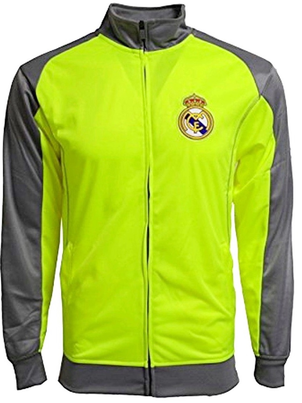 Real Madrid Soccer Track Jacket Rhinox Neon Yellow Grey Medium